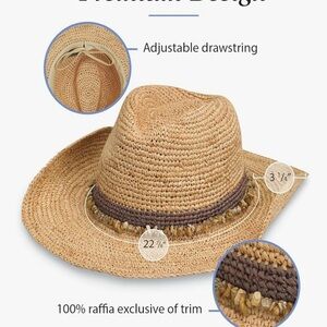 Wallaroo Hat Company Women Tahiti Cowboy Sun Hat Raffia,Modern Cowboy,Australia